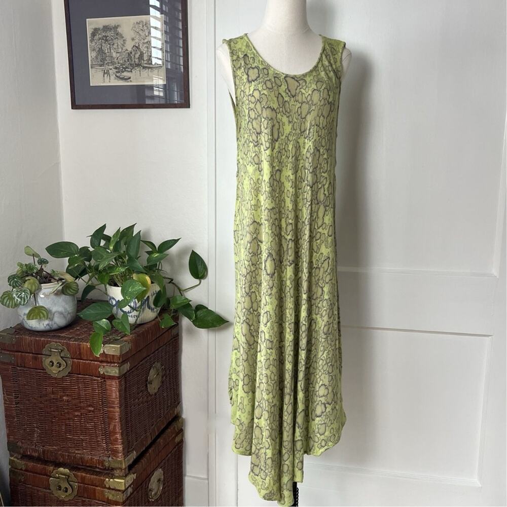 Vintage Funky Green Dyed Midi Dress